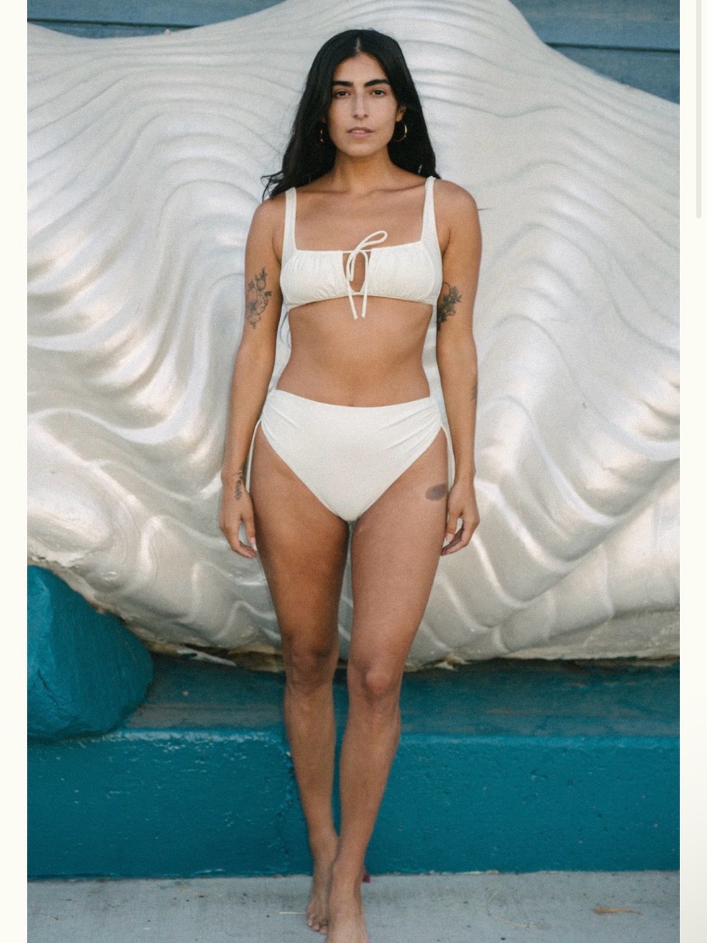 Galamaar Chemise Bikini Crema Large Ruched Top Bottom